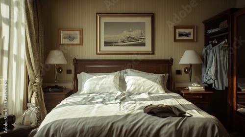 Elegant Hotel Bedroom with Sunlight Streaming Through Window