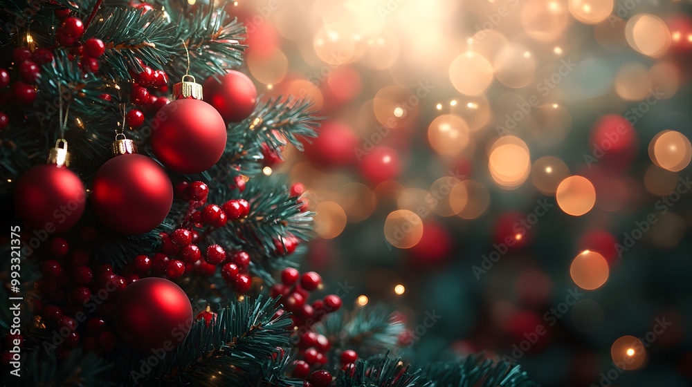 Festive red and green Christmas-themed background Festive red and green Christmas-themed background