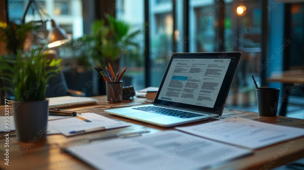 Legal meeting table with documents discussing AI laws and regulations, alongside a laptop displaying AI code. Legal meeting table with documents discussing AI laws and regulations, alongside a laptop displaying AI code.
