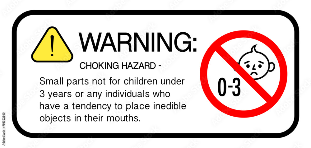 Choking hazard sign sticker or banner, not suitable for children under 3 years vector 10 eps Choking hazard sign sticker or banner, not suitable for children under 3 years vector 10 eps
