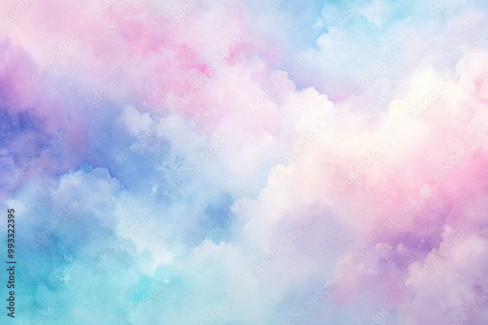 Fototapeta premium A soft and sweet pastel watercolor background with a tilted angle featuring a dreamy blend of pale pink lavender and baby blue hues creating a calming and whimsical atmosphere, atmosphere