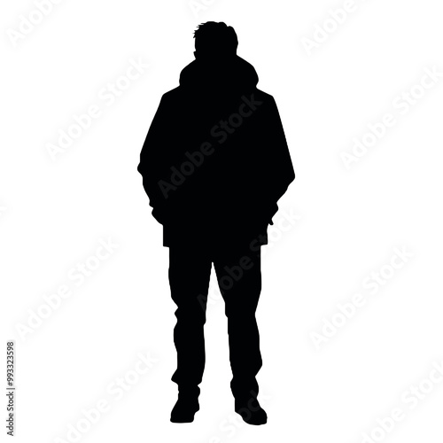 Man Wearing Leather Jacket Silhouette Vector Illustration Transparent Background