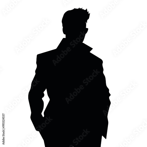 Stylish Man in Jacket Silhouette Vector Illustration Transparent Background