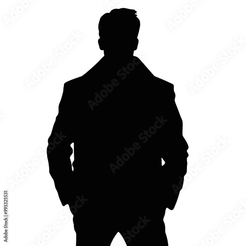 Man in Long Jacket Silhouette Vector Illustration Transparent Background