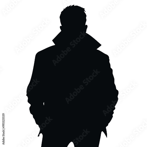 Man in Long Jacket Silhouette Vector Illustration Transparent Background