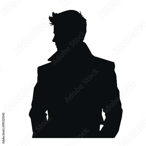 Man in Long Jacket Silhouette Vector Illustration Transparent Background