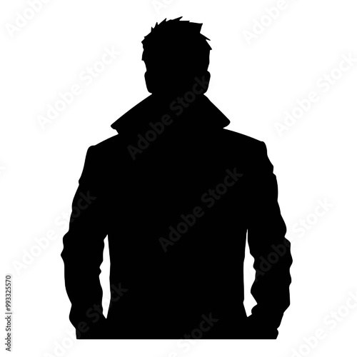 Man in Vintage Jacket Silhouette Vector Illustration Transparent Background