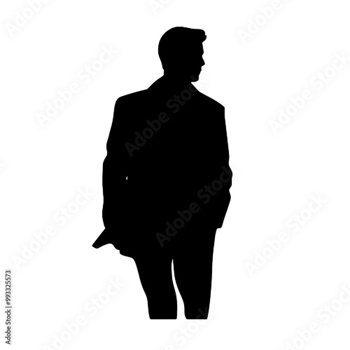 Man in Vintage Jacket Silhouette Vector Illustration Transparent Background