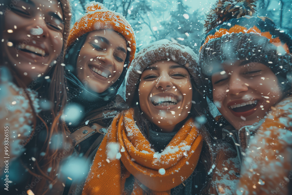 Photo of a group of friends gather to celebrate winter vacation, Friendship Day.