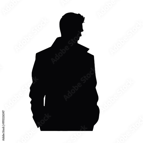 Fashionable Man in Jacket Silhouette Vector Illustration Transparent Background