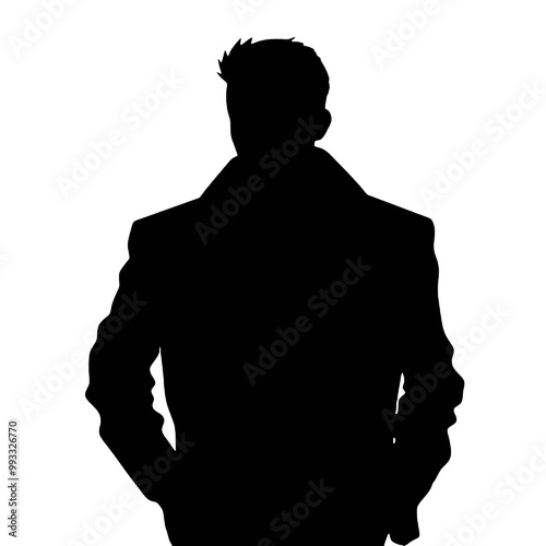 Man in Tailored Jacket Silhouette Vector Illustration Transparent Background