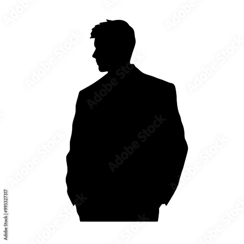 Man in Sport Jacket Silhouette Vector Illustration Transparent Background