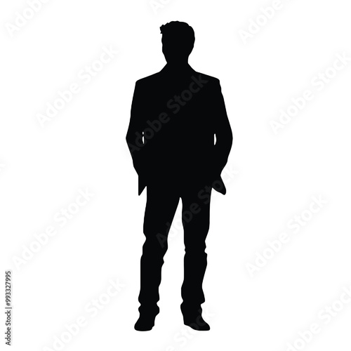 Man in Blazer Silhouette Vector Illustration Transparent Background