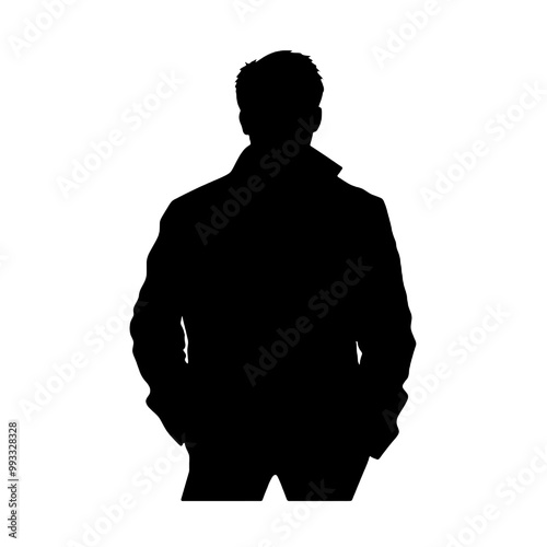 Stylish Man in Jacket Silhouette Vector Illustration Transparent Background