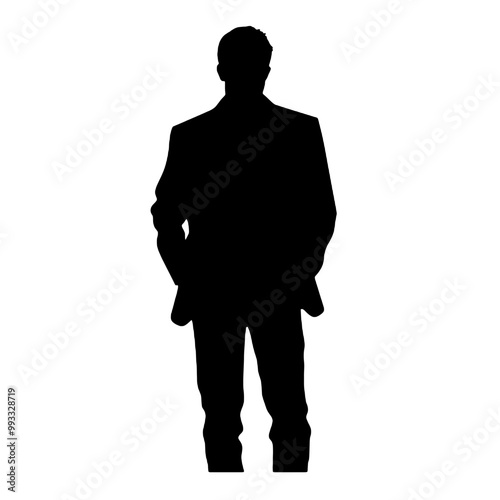 Man in Jacket Silhouette Vector Illustration Transparent Background