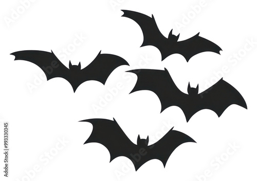 PNG Silhouetted bats in flight illustration