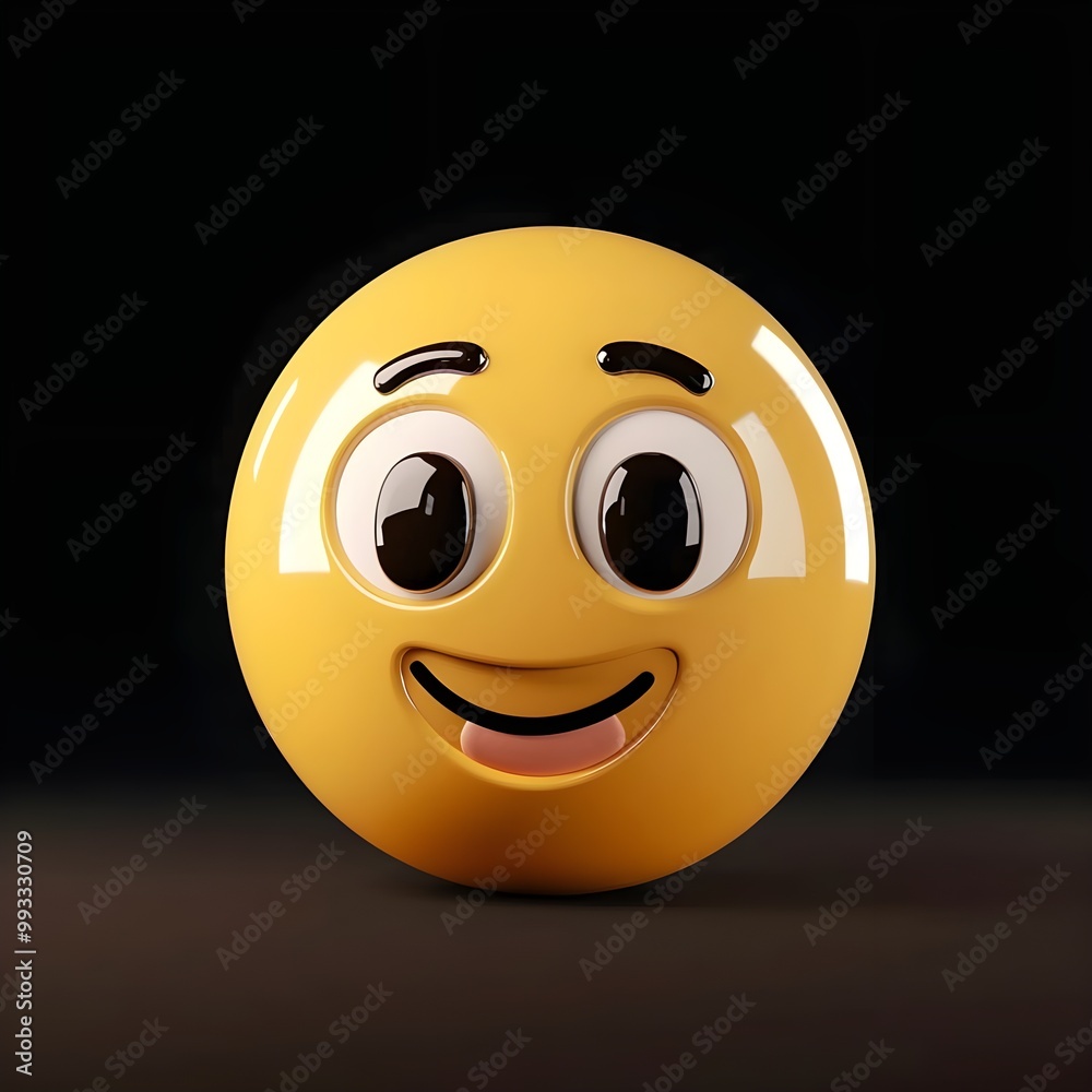 Fototapeta premium 3d smiley with face with black background Generative AI