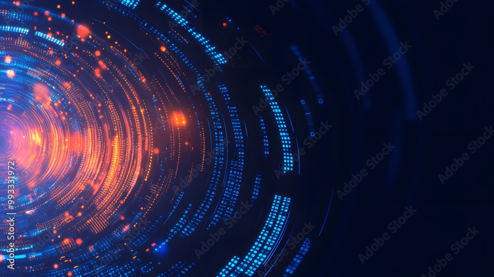 Obraz premium Abstract Circular Pattern with Glowing Blue and Red Lights