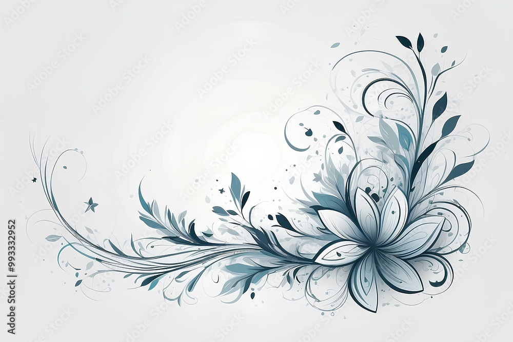 abstract black and white floral design with swirling leaves and branches creating an elegant, graceful motif abstract black and white floral design with swirling leaves and branches creating an elegant, graceful motif