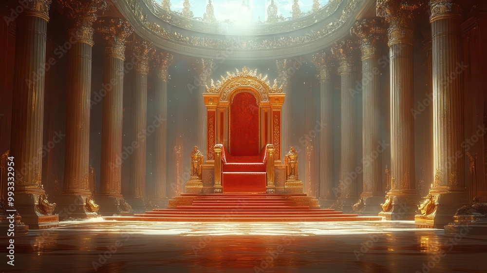 Obraz premium majestic kings throne illustration richly decorated and set against a regal backdrop exuding power and authority while inviting the viewer into a royal narrative