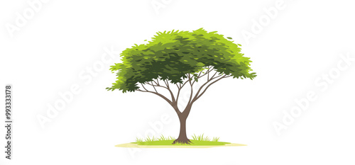 Tree with white background ,2D Vector Illustration Generated by AI