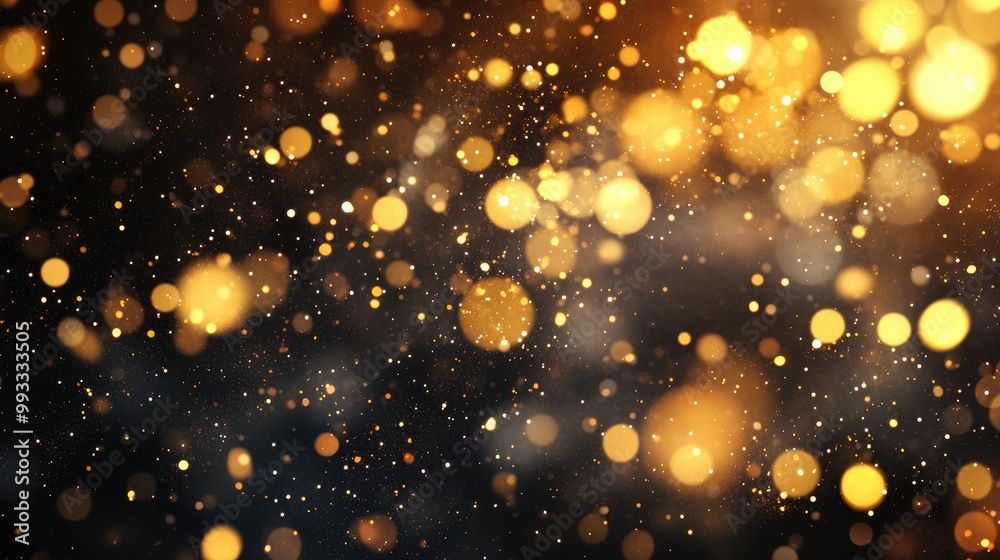 Christmas golden light particles bokeh shimmer on a dark background Gold accents create a festive atmosphere Christmas golden light particles bokeh shimmer on a dark background Gold accents create a festive atmosphere