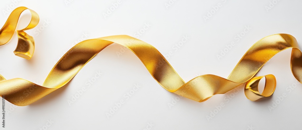 Isolated golden wavy ribbon on white. Decoration concept for the holidays. Isolated golden wavy ribbon on white. Decoration concept for the holidays.