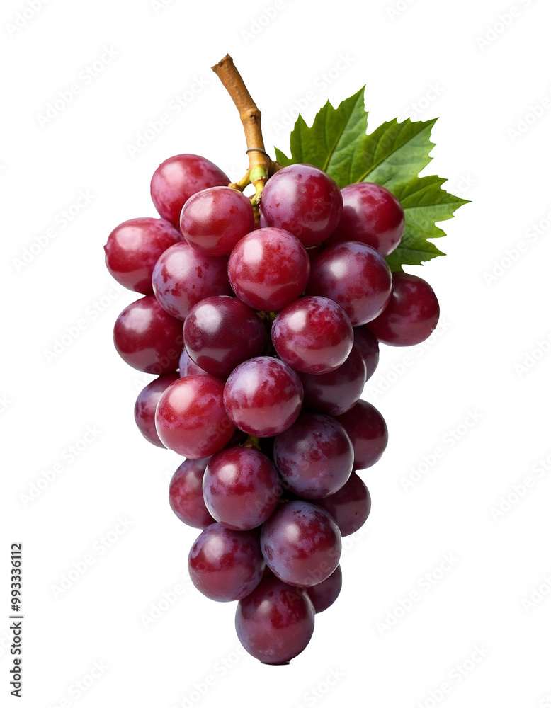 Fototapeta premium Cluster of red grapes with transparent background