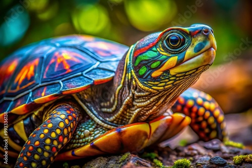 Intricate Patterned Turtle Design with Vivid Colors and Textures for Creative and Artistic Projects