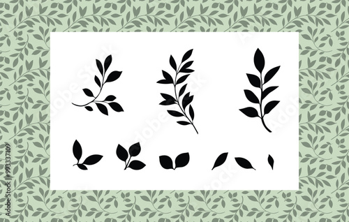 A collection of leaves arranged in a seamless pattern on a white background. Vecor design elements. With a pre-made idea of a seamless pattern.
