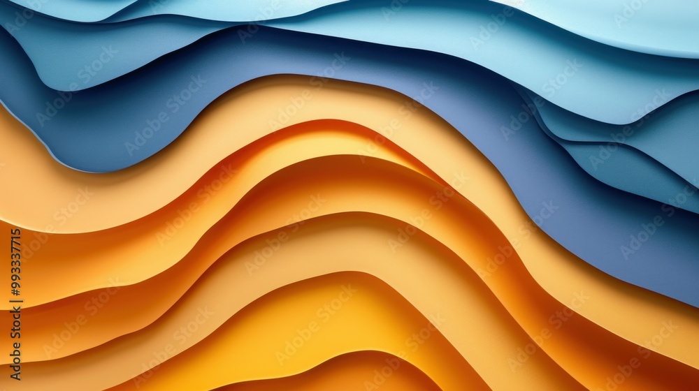 This is a computer generated image featuring a blue and orange wave This is a computer generated image featuring a blue and orange wave