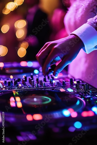 Capturing the Vibrant Energy of DJing in a Lively Nightclub Setting