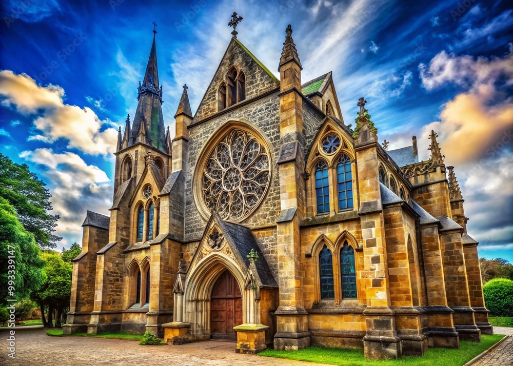 Intricate Stonework of an Ancient Church Showcasing Beautiful Gothic Architecture and Design