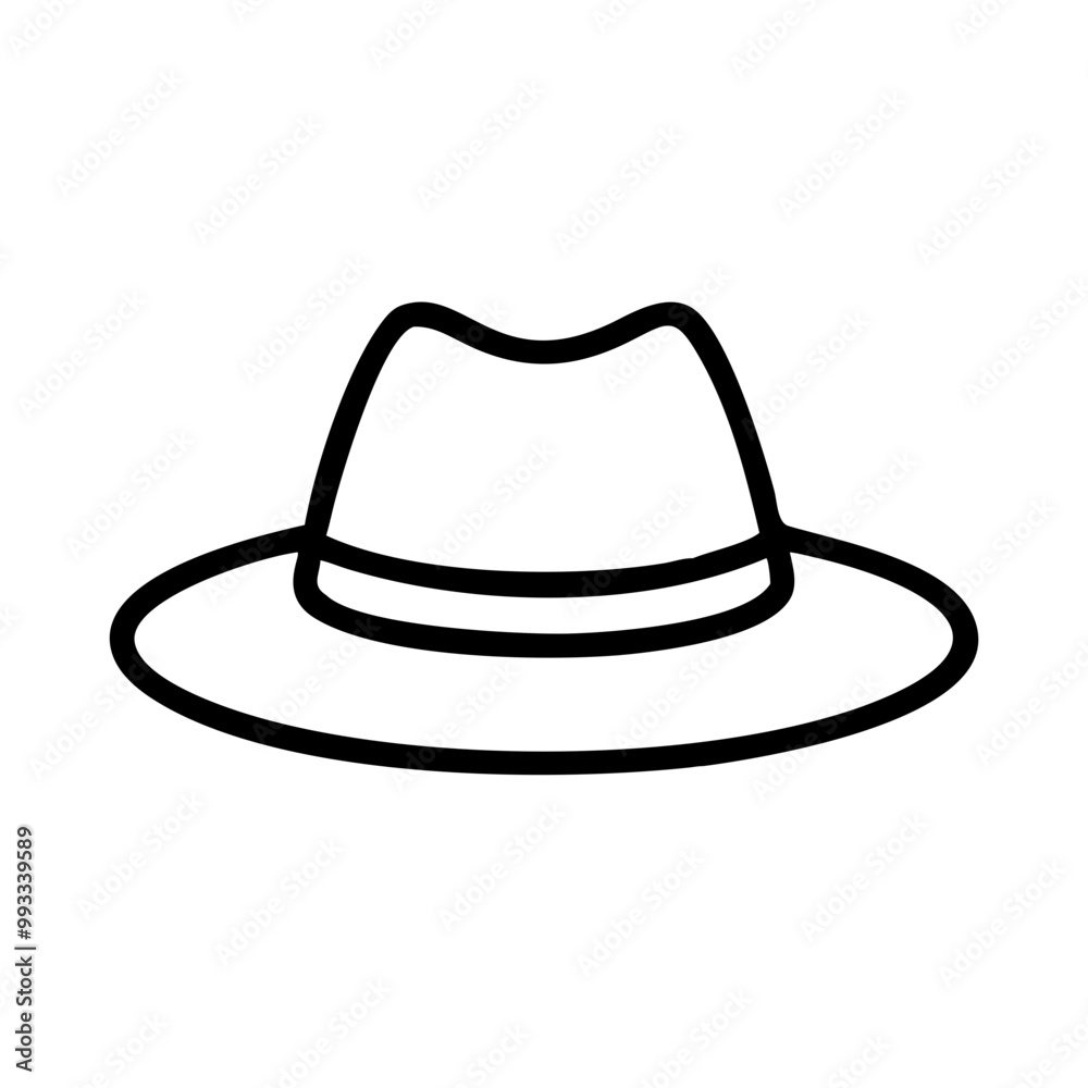 Outback hat icon, black and white, summer and outdoor accessory symbol in simple outline Outback hat icon, black and white, summer and outdoor accessory symbol in simple outline