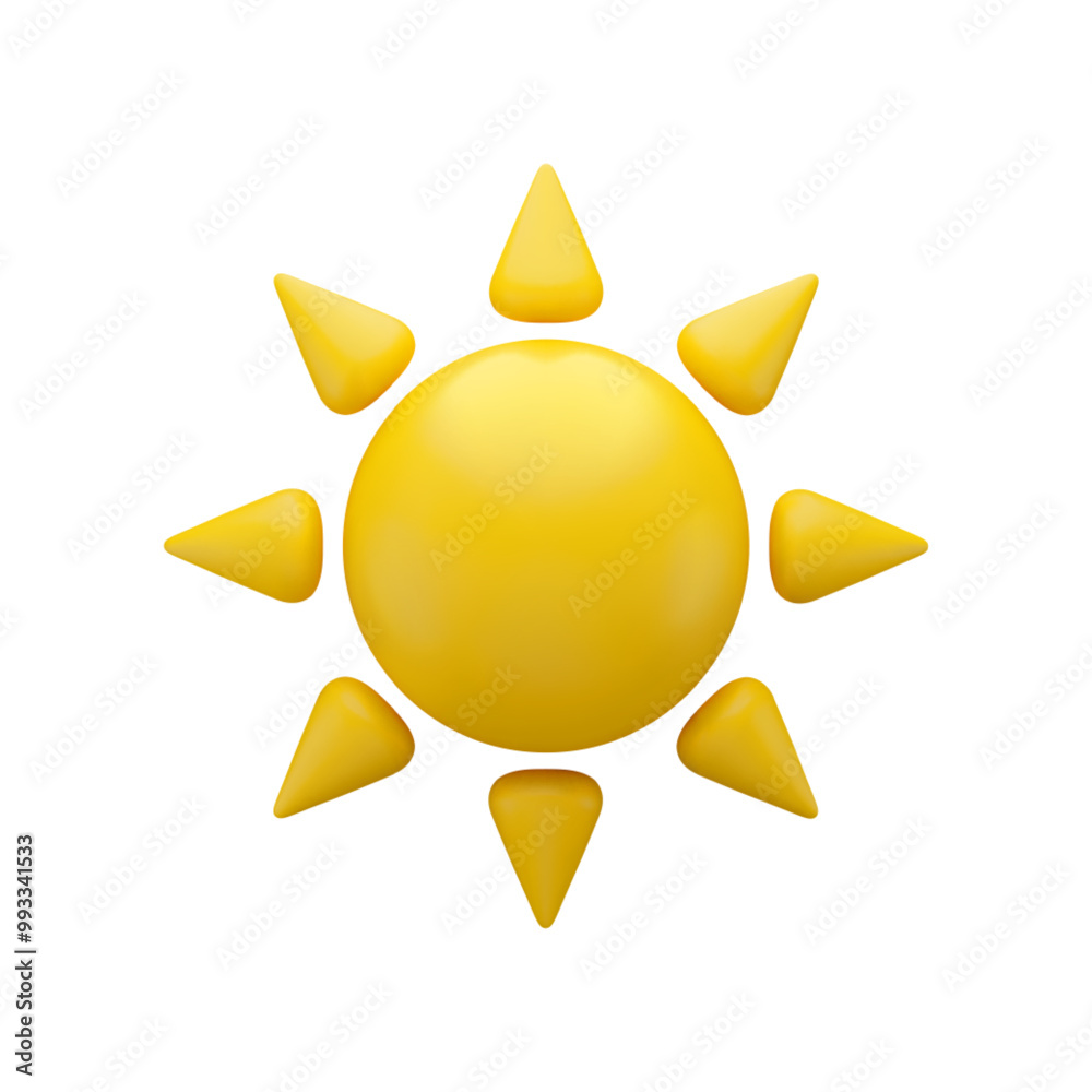Vector cartoon 3d sun icon. Cute 3d Render clear sunny day concept, hot weather meteorological sign. Isolated shiny sun with rays. Minimal summer morning symbol for sunset design, game, weather app Vector cartoon 3d sun icon. Cute 3d Render clear sunny day concept, hot weather meteorological sign. Isolated shiny sun with rays. Minimal summer morning symbol for sunset design, game, weather app