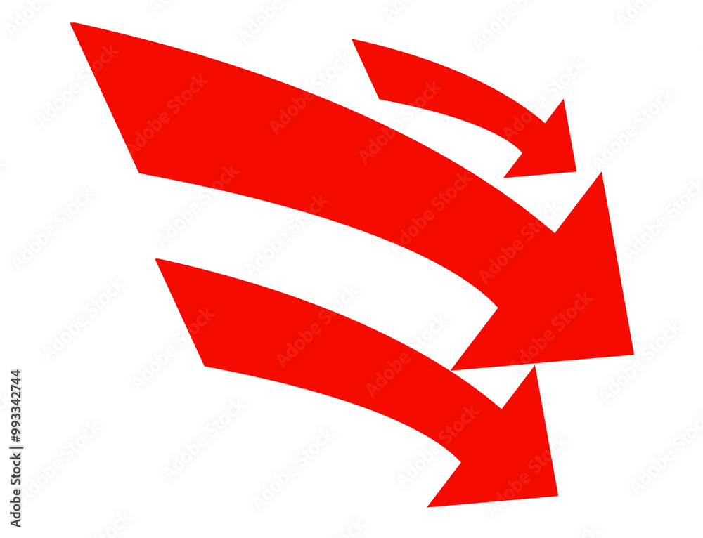 downwards arrows as 3 three red arrows, up arrow as rise or further downwards arrows as 3 three red arrows, up arrow as rise or further