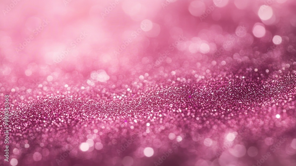Close up of shimmering pink glitter featuring soft bokeh perfect for creating vibrant festive backgrounds Close up of shimmering pink glitter featuring soft bokeh perfect for creating vibrant festive backgrounds