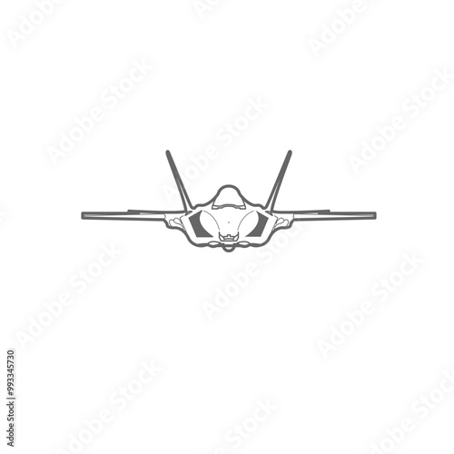 F-35 Lightning II, war plane front icon. illustration of a f-35.