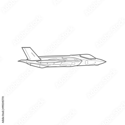 Fighter plane side view. F-35 Lightning II icon. illustration of a f-35.