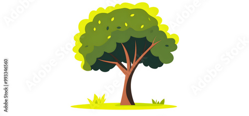 Tree with white background ,2D Vector Illustration Generated by AI