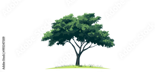 Tree with white background ,2D Vector Illustration Generated by AI