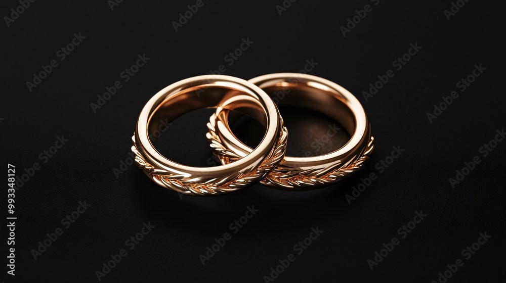 Elegant golden rings intertwined, symbolizing love and unity, perfect for weddings and anniversaries, showcasing intricate design. Elegant golden rings intertwined, symbolizing love and unity, perfect for weddings and anniversaries, showcasing intricate design.