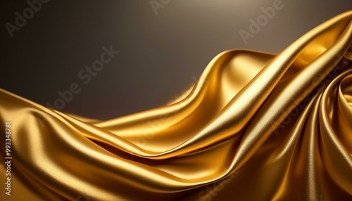 Luxurious Golden Silk Fabric with Soft Glowing Folds