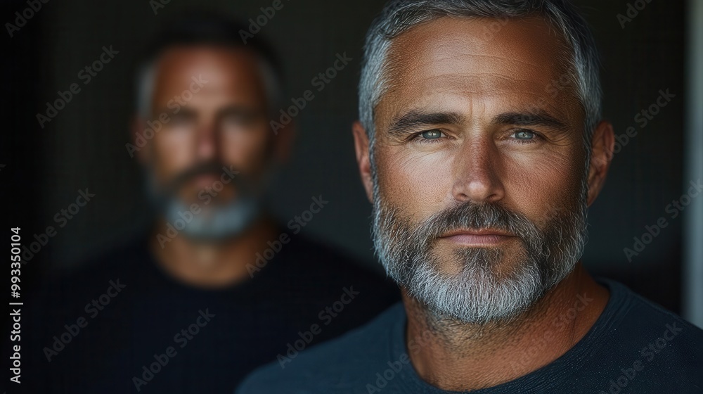 Obraz premium portrait of a man before and after hair loss treatment showcasing transformations in appearance due to stress or health issues with a focus on emotional impact