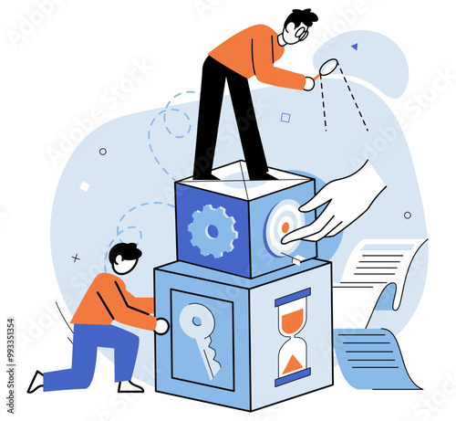 Teamwork vector illustration. Fellowship among team members strengthens collaboration and promotes teamwork Planning is essential for effective teamwork and successful project implementation