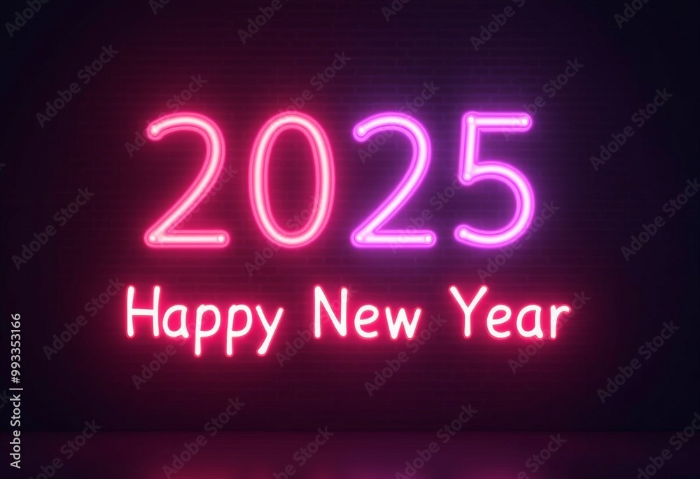 numbers 2025 burning with neon light. New Year concept. Ai generated numbers 2025 burning with neon light. New Year concept. Ai generated