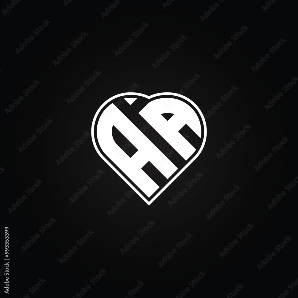 Heart Letter AA Logo - Initial Monogram Template for Alphabet A and A Heart Letter AA Logo - Initial Monogram Template for Alphabet A and A