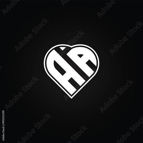 Heart Letter AA Logo - Initial Monogram Template for Alphabet A and A