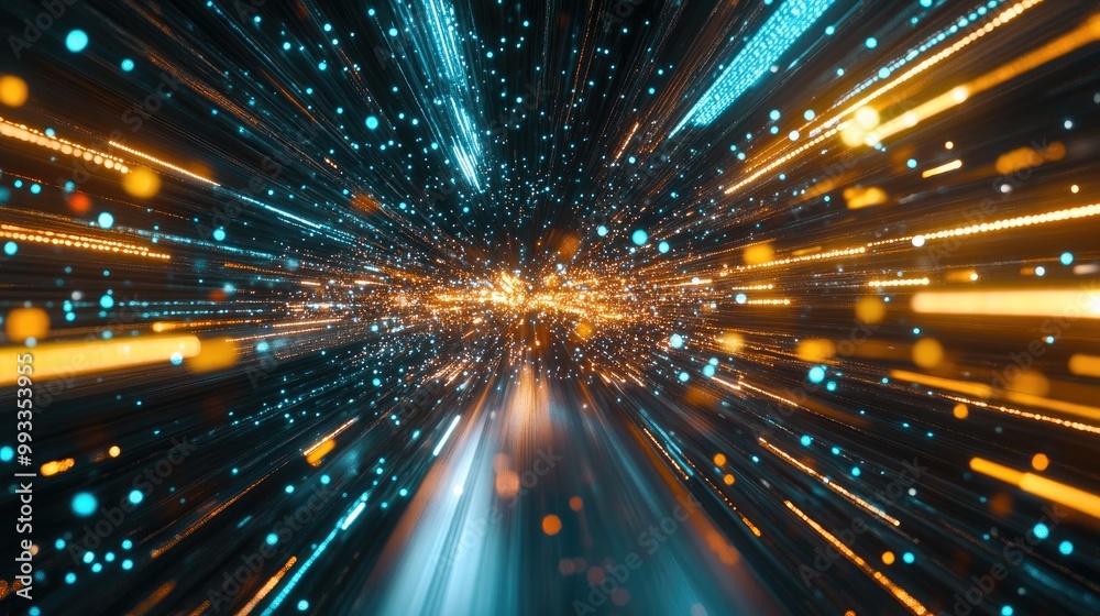 Naklejka premium Data packets moving rapidly through digital channels