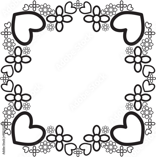 black and white floral frame